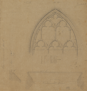 216899 Afbeelding van het ontwerp voor het vijfde noordelijke venster met tracering van het schip in de Jacobikerk te ...